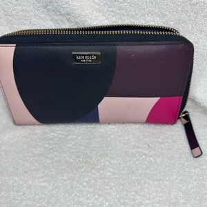 Kate Spade Black and Pink Color-Blocked Wallet